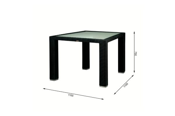 Eos Table 110x110 White Printing Glass Dimension