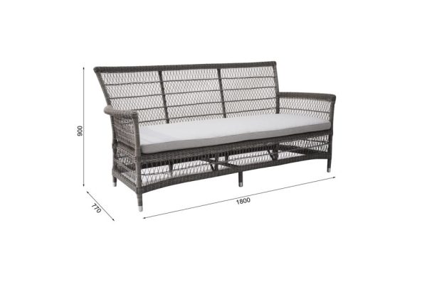 Madrid Bench 3 Seater With Cushion Dimension