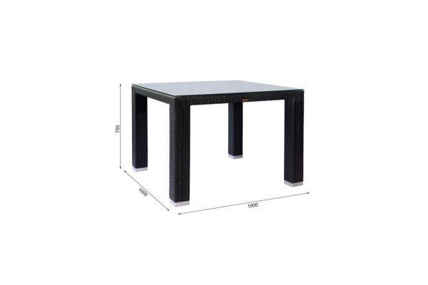Square Table Black 100x100x75 Dimension